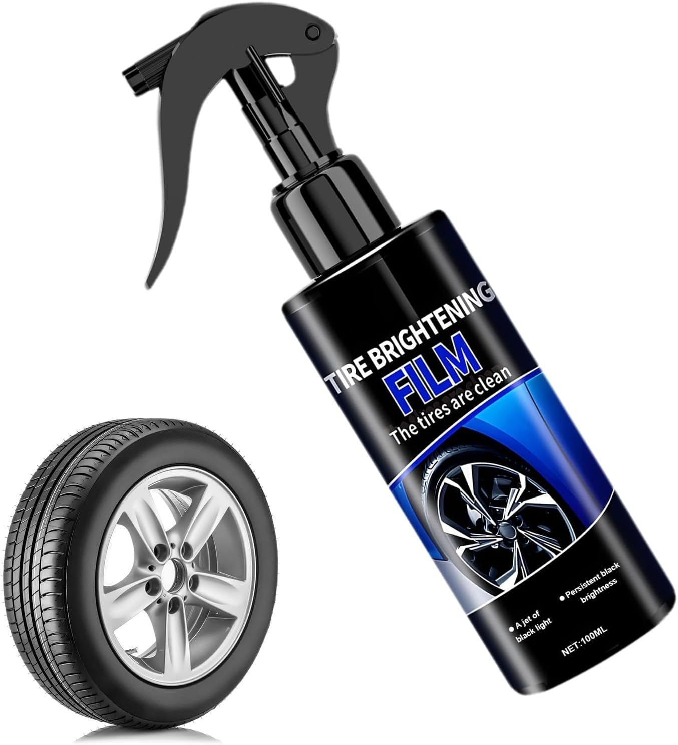 Tire Cleaner Spray | Tire Shine Spray | Wheel and Tire Cleaner 100ML, Professional Rust Remover, Car Wash Wheel Cleaning Spray for Car Detailing