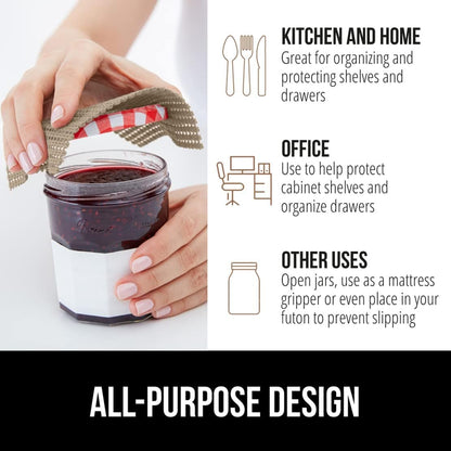 GORILLA GRIP powerGRIP Drawer Shelf and Cabinet Liner, Thick Strong Hold, Non-Adhesive Liners Protect Kitchen Cabinets and Cupboard, Bathroom Drawers, Easy Install, Breathable Mat, 12" x30', Beige