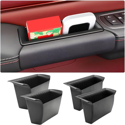 LUNQIN Car Door Side Storage Tray for Dodge RAM 1500 2019 2020 2021 2022 2023 2024 2025 RAM1500 Truck Pickup Auto Interior Accessories Front Armrest Insert Organizer Box Bag Vehicle Accessory