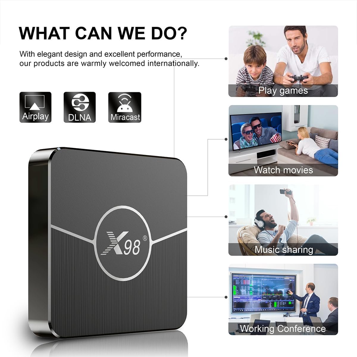 Android 11.0 TV Box, LEFFOT X98Plus 4K Ultra HD Streaming Device for TV with HDR10+, Amlogic S905W2 Quad Core, 4GB RAM + 64GB ROM, 2.4G/5G Dual Band WiFi 5, BT5.0 Home Smart TV Streaming Media Player
