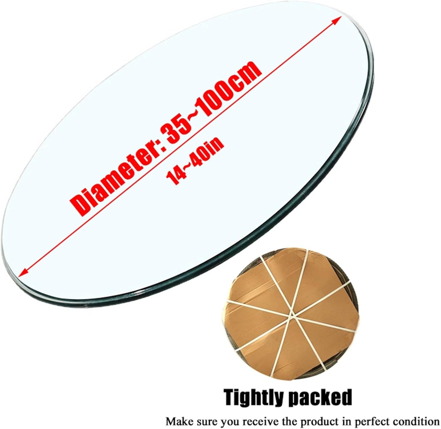 80 cm 90 cm 100 cm Tempered Glass Round Table Top, Durevole Dining Table Glass, Sturdy Round Glass Table for Center Table, Elegant and Modern Design for Home Decor