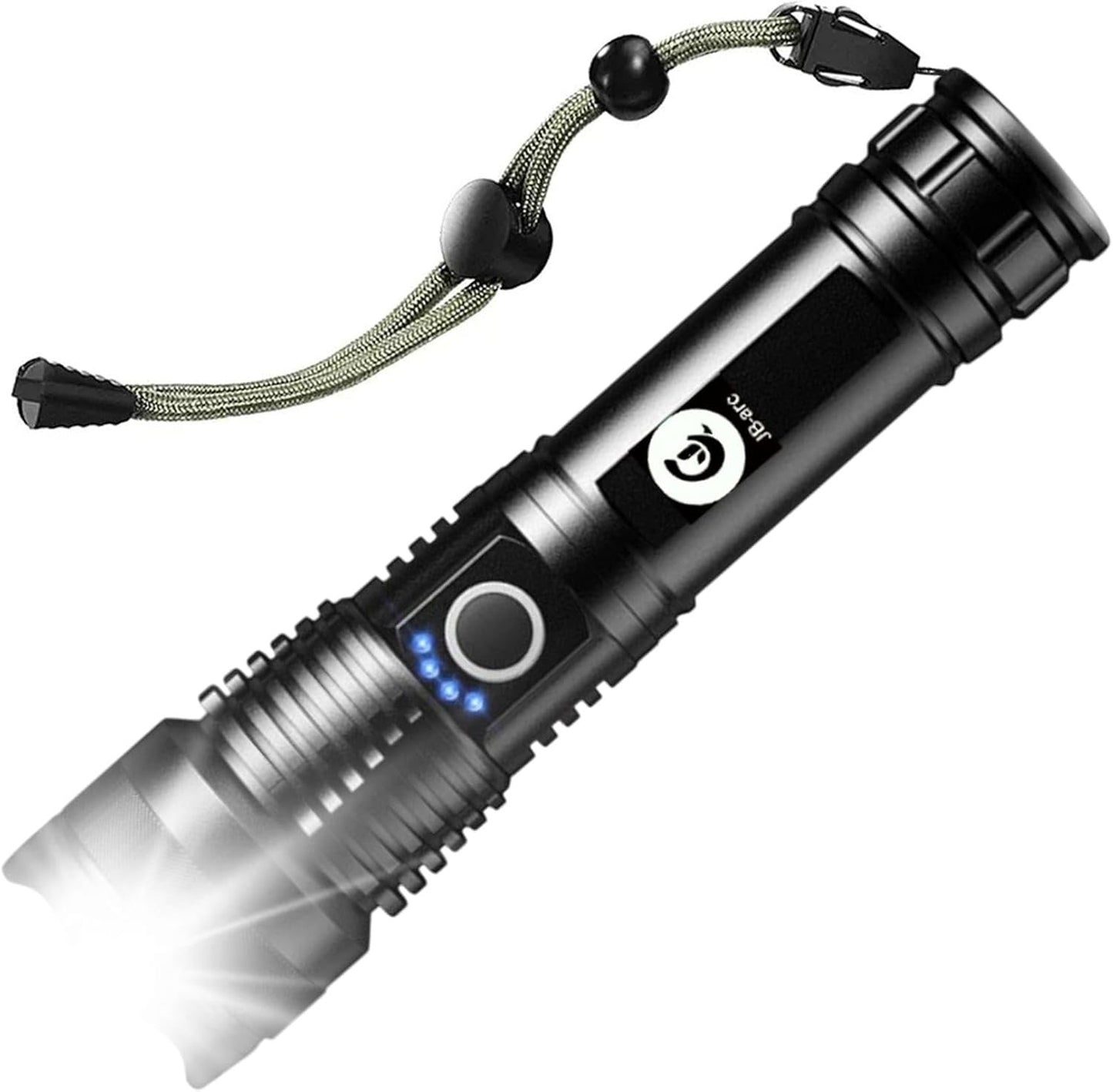 JB-arc LED Rechargeable Flashlight 10000LM Handheld Water Resistant Torch with Telescopic Zoom Perfect for Camping Hiking Outdoor and Emergency Night Light