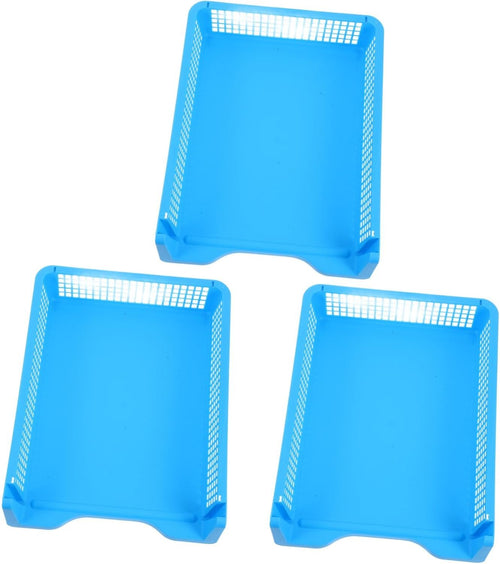 SEWACC 3pcs Stackable Plastic File Trays for Desk Elegant Paper Organizer for Classroom Office Use and Easy to Maintain Minimalist Design for Efficient Workspace Organization