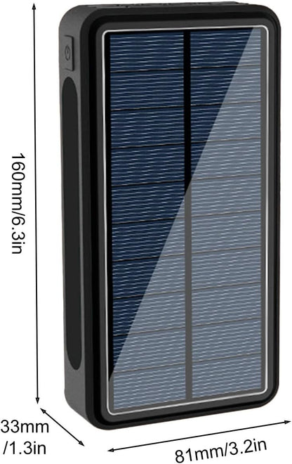 Portable Solar Bank - 20000mAh Solar Charger with LED Light | Waterproof Battery Pack Supports 4 Devices | for Camping, Hiking, Commuting and Outdoor Adventures