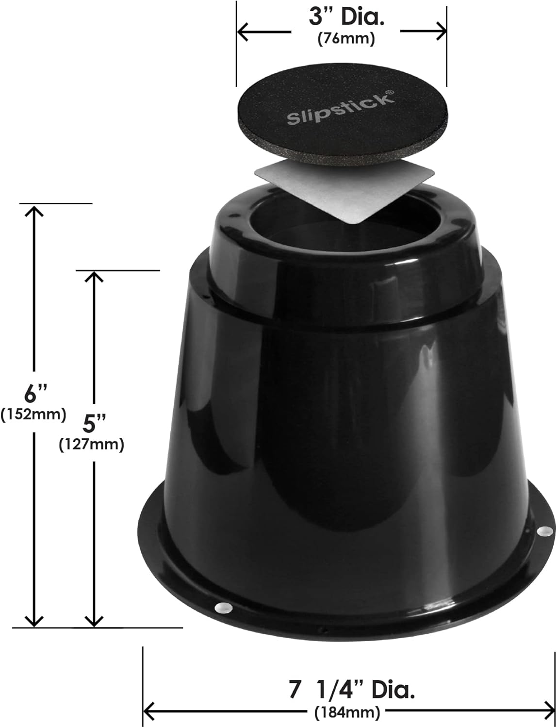 Slipstick CB671 5 Inch Bed Risers/Furniture Raisers with Steel Reinforced Holder Top, Lifts Height 5" (4 Pack) Supports 2,640 Pounds, Round, Black, Stackable with CB674 & CB672