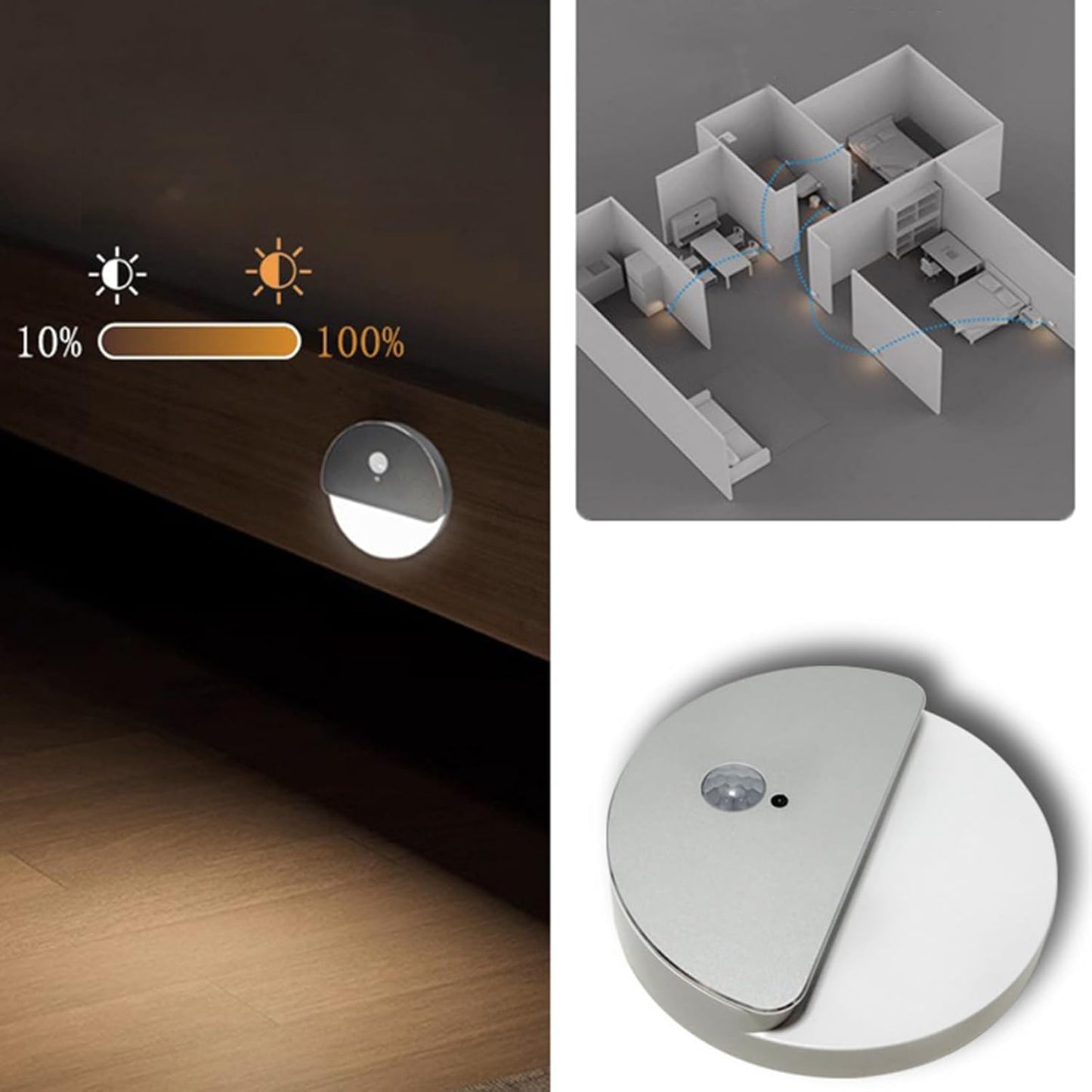 Generico Battery Operated Wall Sconce, Bedroom Lamp Night Light, Cordless Motion Sensor, Rechargeable Ambient Lighting, Ideal for Room Decor, Bedside, Kitchen, Under Cabinet