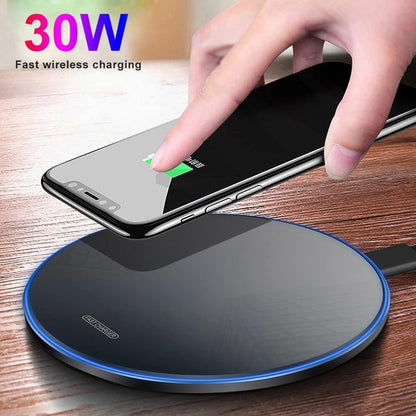 Wireless Charger • 30W Max Wireless Charging Pad • Compatible with Samsung Galaxy S23/S22/S21/S21 Ultra/S21+/S20 fe/S20/Note 20/10,Google Pixel,LG,and More