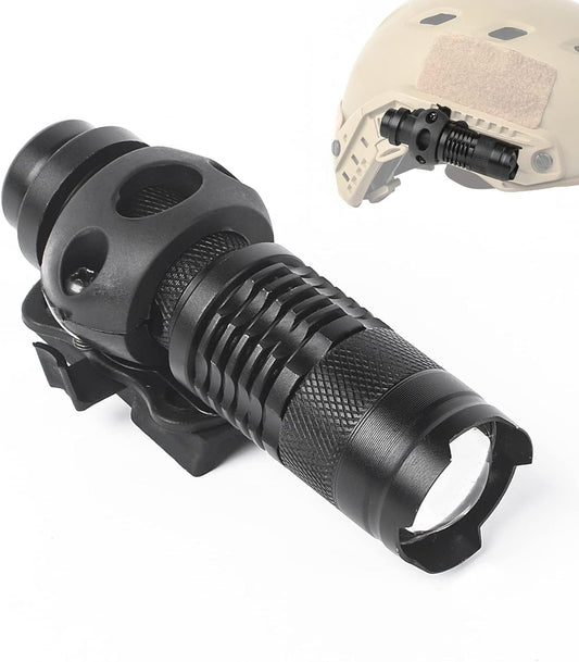 rdzzwxw Military Helmet Light, Mini Zoomable Tactical Flashlight with Strobe/Strong/Low Lamp, Compact Helmet Mounted LED with Fast Helmet Clip Rail, 100 Lumens Scout Light for Outdoor Cycling Hiking