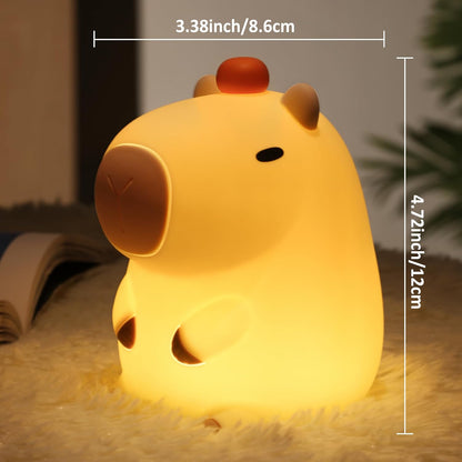 CoolGiftMart Capybara Gifts- USB Rechargeable, Cute Animal Silicone Night Light Touch Control & Timer, Ideal for Breastfeeding, Reading, Working & Sleep for Baby, Kids, Teens & Adults