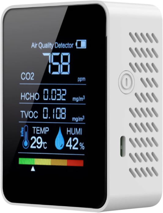Air Quality Monitor Indoor, Air Detector Tester, Accurate Sensor Display, Portable Compact, 3.54X1.57X2.76 inches, for Safety Detection Tool, Carbon Dioxide, Bedroom, Grow Tents