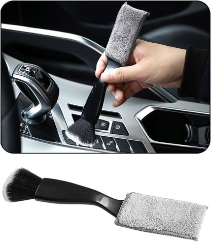 Smeyta Double Head Brush for Car Cleaning, Detailing Interior and Exterior - Soft Bristles (Black, 1 Pack)