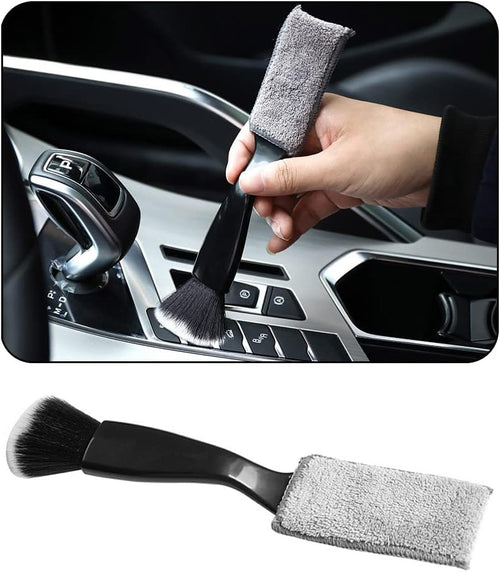 Smeyta Double Head Brush for Car Cleaning, Detailing Interior and Exterior - Soft Bristles (Black, 1 Pack)