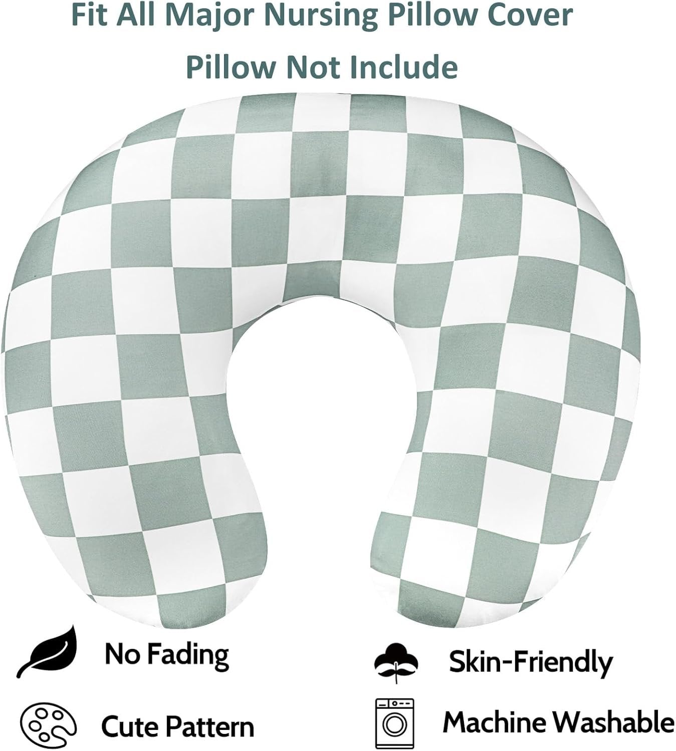 DILIMI Nursing Pillow Cover, Stretchy Removable Case for Breastfeeding Pillows, Ultra Soft Comfortable Slipcover for Baby Girl and Boy, Checkerboard Grid
