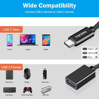 TEKERA USB A to USB C Adapter (2 Pack), 10Gbps USB 3.2 Gen 2 USB C to USB OTG Adapter, USBC to USB Male to Female Converter Compatible with iPhone 16&15 Pro/Max/Plus MacBook Pro/Air Samsung Pixel