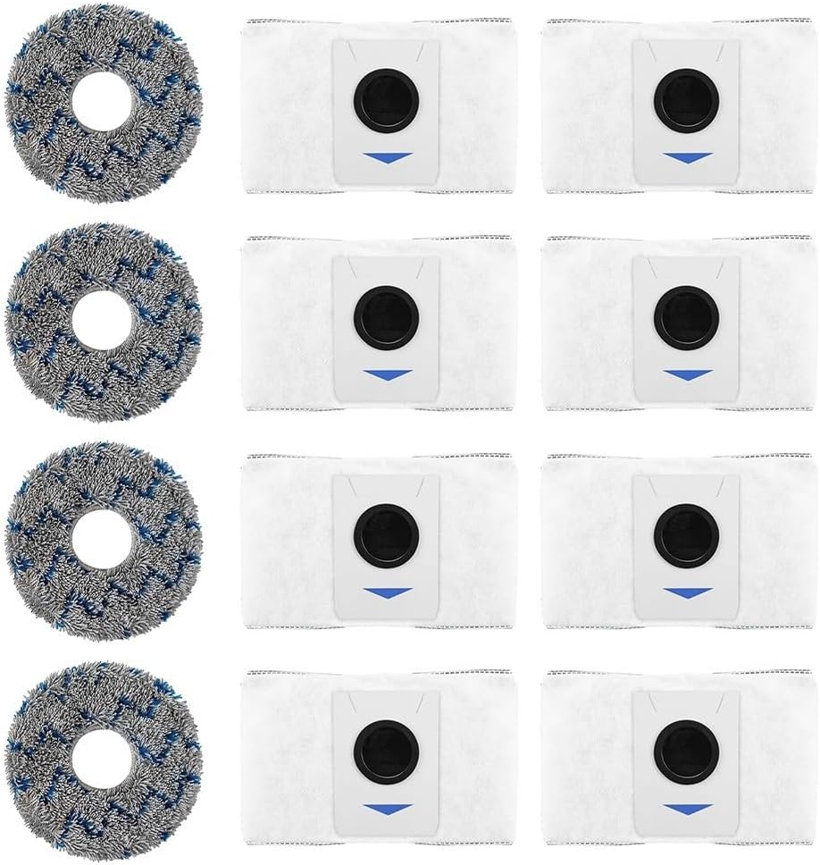 T20/X1 Cleaning Essentials 8 Dust Bags and 4 Mop Pads Designed for Effective Dirt Removal and Floor Protection (Blue)