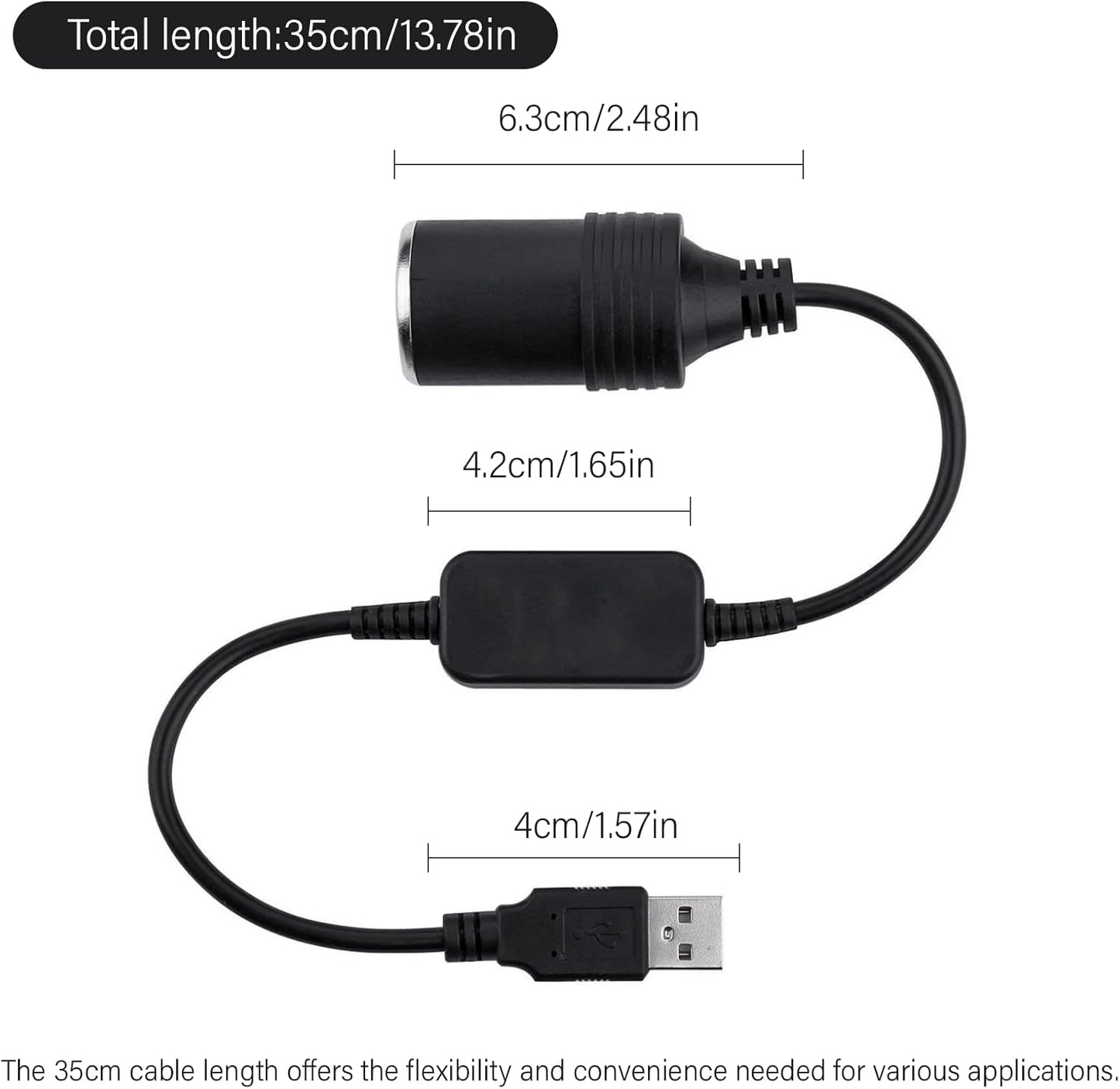 USB to 12V Port Adapter, Car Cigarette Lighter to USB Adapter, Car Cigarette Lighter Socket for Driving Recorder, Electronic Dog, Car Charger