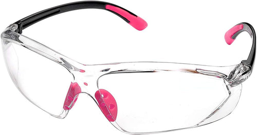 SAFEYEAR Women Safety Glasses Anti Fog Lens,HD Clear Scratch Resistant Work Glasses with Adjustable Straps for Lady, No-Slip Grips,VU Protection for DIY, Lab, Welding,Chemistry(Pink)