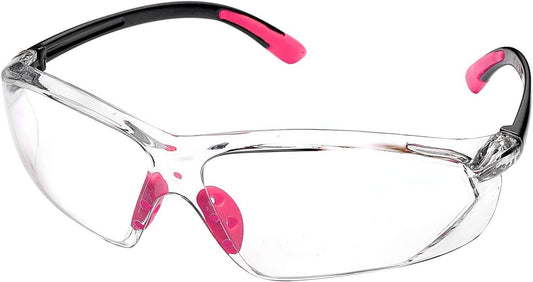 SAFEYEAR Women Safety Glasses Anti Fog Lens,HD Clear Scratch Resistant Work Glasses with Adjustable Straps for Lady, No-Slip Grips,VU Protection for DIY, Lab, Welding,Chemistry(Pink)