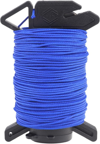 Atwood Rope Ready Rope™ Micro Cord Dispenser 125ft 100lb Test, Camping Gear Survival Tool, Built in Storage, Cutting Blade, Cord Grip, Gear Loop, Made in USA (Ultramarine Blue)