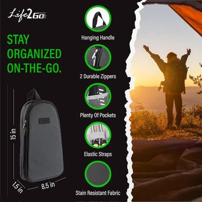 Life 2 Go Camp Cooking Utensil Set & Outdoor Kitchen Gear Cookware Kit, Portable Compact Carry Case for Camping, Hiking, Travel, BBQ Grilling Stainless Steel Accessories Spoon & Fork