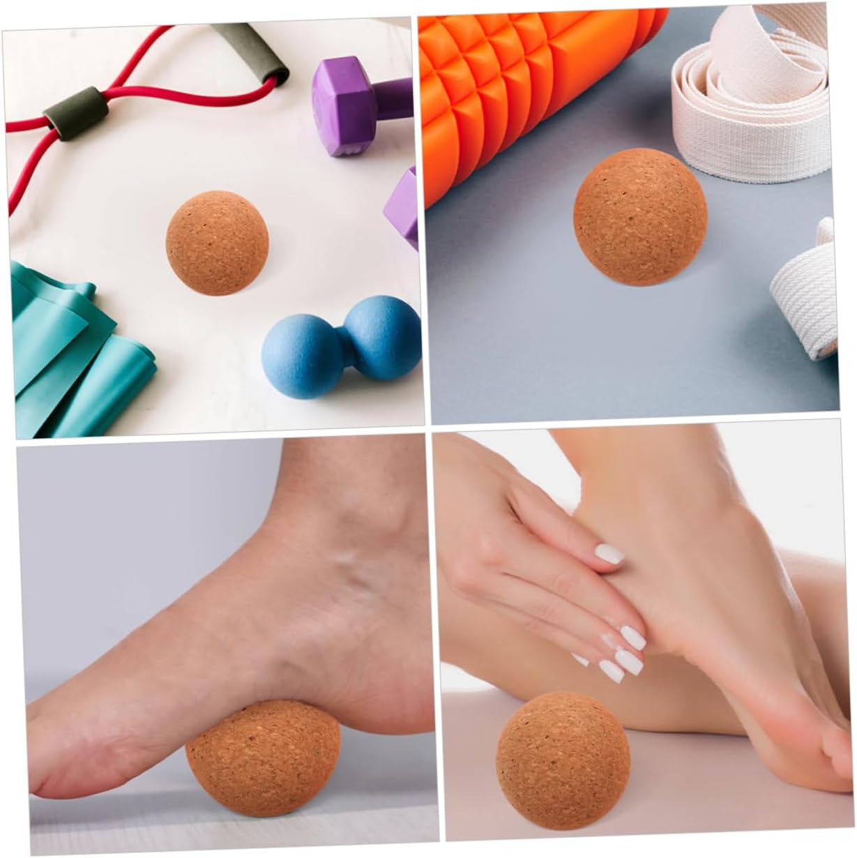 ifundom Palla da Yoga Palla per Massaggiare Palline da Massaggio Manuali di Yoga Sfera di Sughero Strumento di Massaggio All'Indietro Massaggiatore al Collo Trucioli di Sughero