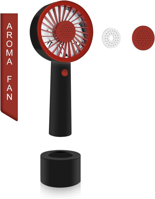 Portable Handheld Fanï¼ŒAromatherapy Diffuser Design, Personal Desk Fan with Base, 2000mAh Battery Powered small Fan with 3 Speed, rechargeable USB fan for outdoor, travel essentials