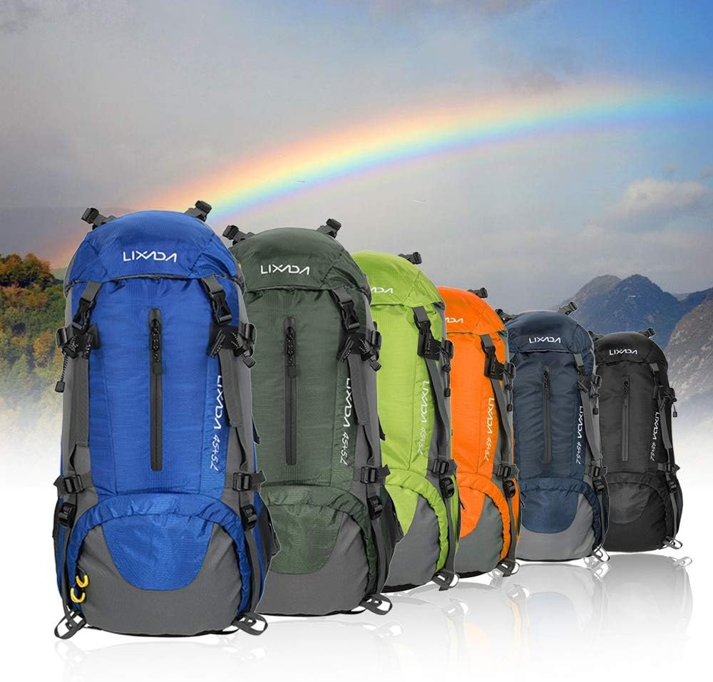 Mingzhe 50L Water Resistant Outdoor Sport Hiking Camping Travel Backpack Pack Mountaineering Climbing Backpacking Trekking Bag Knapsack with Rain Cover