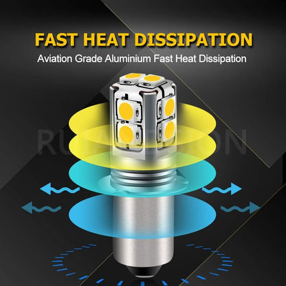 Ruiandsion Upgrade LED Flashlight Bulb 6-40 Volt P13.5S Base LED Bulb Warm White 4300K 6V 9V 12V 18V 19.2V 24V Replacement for Flashlight Torch Lantern Work Lights,Non-Polarity
