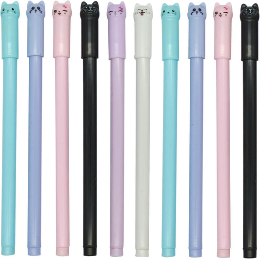 Maydahui 12PCS Cat Rollerball Pens Cute Cartoon Kitty Animal Pen Black Gel Ink for Cats Lovers Stationery School Supplies
