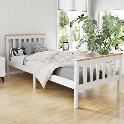 Artiss Single Bed Frame Platform Wooden Timber Frames Beds Base Bedroom Room Decor Home Furniture White with Reinforced Bracket Support for Kids, Toddler and Adult, Modern Design