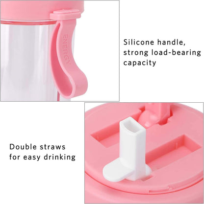 Water Cup with Straw and Lid, 2 Drinks in 1 Cup 600ml/20oz Dual Use Water Bottle Couple Outdoor Drinking Cup Portable Water Bottle for Camping Travel Sport