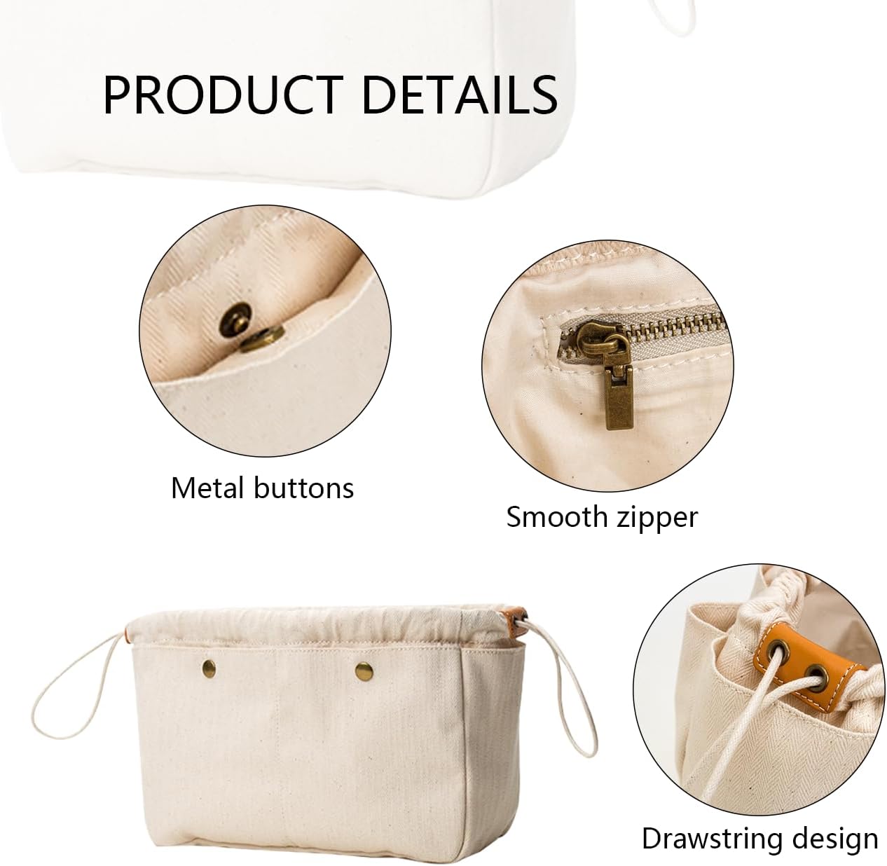 YONBEN Insert Organizer Bag - Tote Bag Organizer for Purse Organizer Insert for Small、middle and Large Totes - Drawstring Canvas - Perfect for Purse Organization - Cotton Canvas Pouches