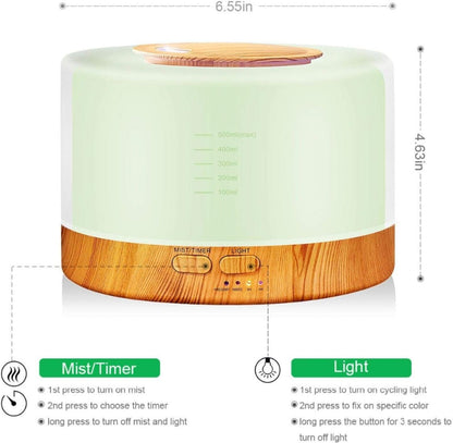 500Ml Essential Oil Diffuser Remote Control Aroma Mist Ultrasonic Air Humidifier 4 Timer Settings Led Night Light