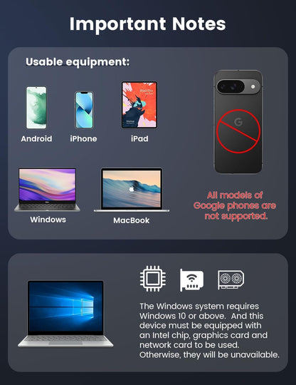 Wireless HDMI Display Dongle Adapter, 1080P HD Streaming for Laptop,PC,Smartphone to HDTV/Projector, Compatible with Android, iOS,Windows,and MacOS