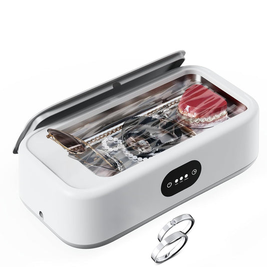 Olubfdh Ultrasonic Cleaner 640ml, 49000Hz Ultrasonic Washing Machine with 3 Time Modes, Ultrasonic Cleaning for Jewellery, Glasses, Watches, Rings, Necklaces, Dental/Dental Prostheses, Razors