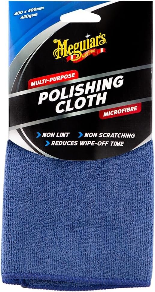 Meguiar's Multi-Purpose Polishing Cloth - Microfibre Cleaning and Polishing Cloth - Highly Absorbent and Multipurpose Car Cleaning Cloth for Scratch Free Performance - 400 x 400 mm