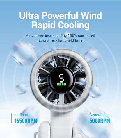 Diveblues Portable Handheld Turbo Fan, 5 Gear Wind, Battery Operated, Up to 12 Working Hours, 3 IN 1 Hand Fan with Air Turbo Tech Cooling Fan for Outdoor Activities, Travel, Working