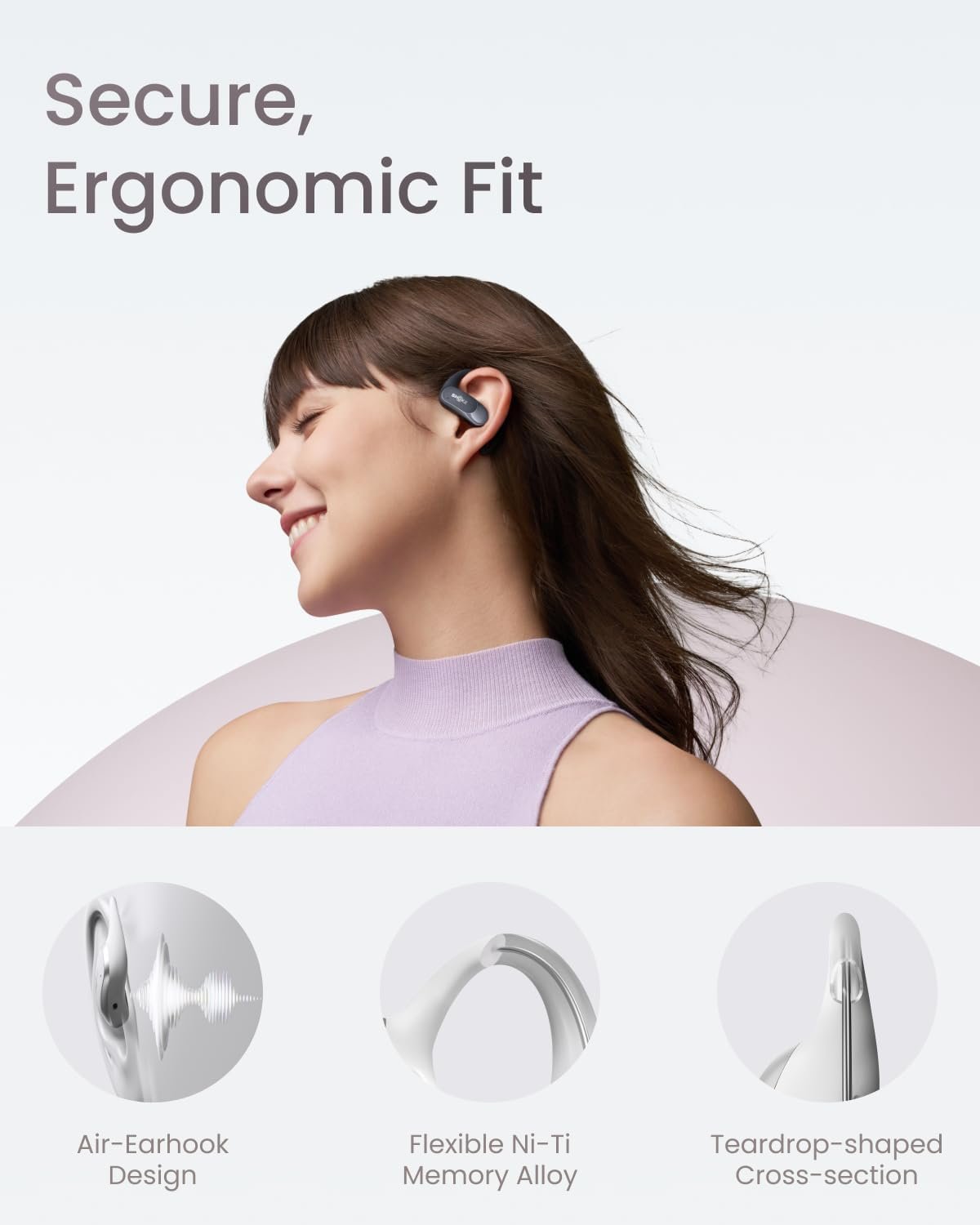 SHOKZ OpenFit Air - Open-Ear Headphones, True Wireless Earbuds, Water Resistant, Comfortable, Secure Earhooks for Daily Use, Built-in Smart Microphone, Shokz App-Black