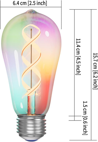 7Pandas Light Bulb Smart Wi-Fi LED Bulb Dimmable Multicolor RGBCW, E27, 60W Equivalent, Compatible with Alexa, Google Assistant, SmartThings, No Hub Required, 4 Pack