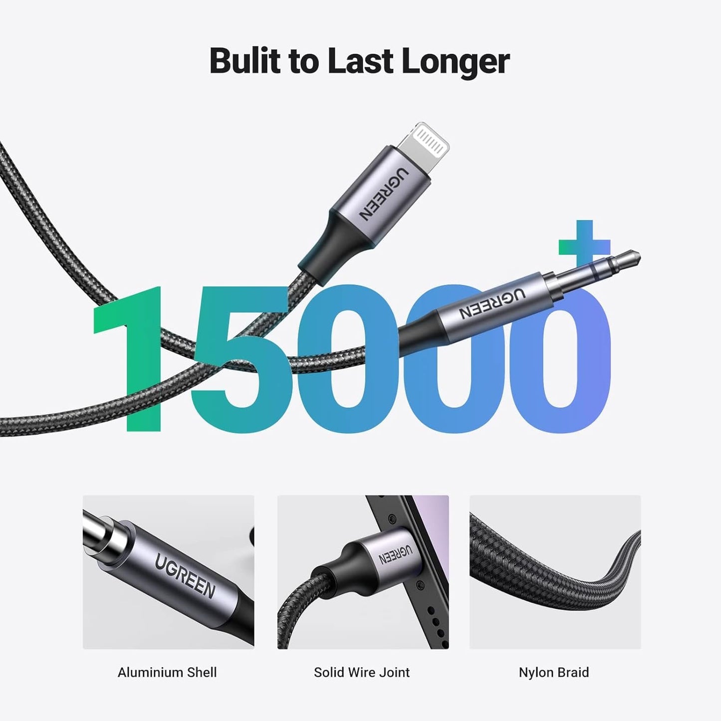 UGREEN Aux Cord for iPhone Lightning to 3.5mm Cable for Car MFi Certified 3.5mm Headphone Jack Male Stereo Audio Adapter Compatible with iPhone 14 Pro Max/14 Plus/13 Mini Pro Max /12 11 Pro XR, 1M