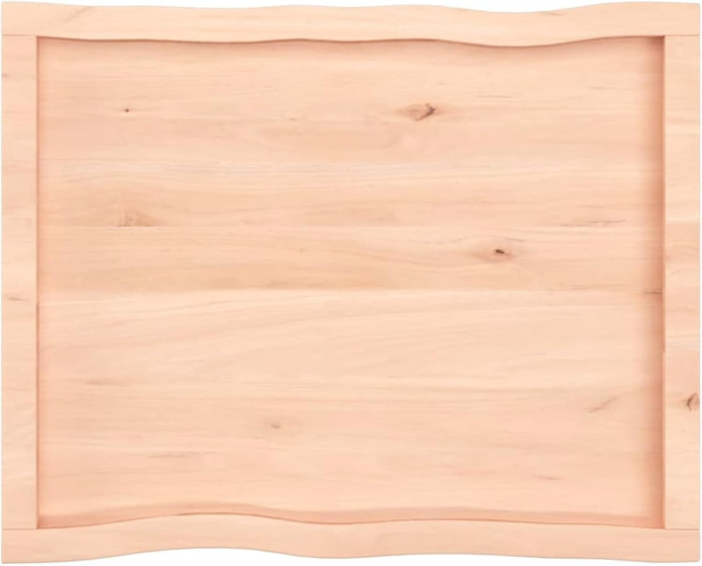 Solid Oak Tabletop 80 x 60 cm, Unfinished Live Edge Replacement for Kitchen Coffee Table, Dining Table, Desk, Durable Wood Surface for Home and Office