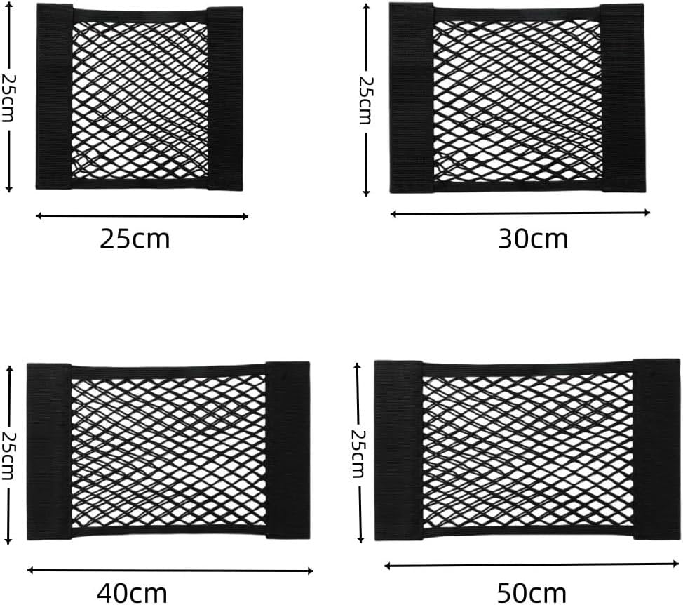 Naisfei Car Storage Net, 4 Pack Mesh Organizers Net, Universal Mesh Cargo Net,Wall Sticker Organizer Pouch Bag Storage Mesh Net for Car Trunk Storage Add On Organizers for Car Truck(25-50cm)