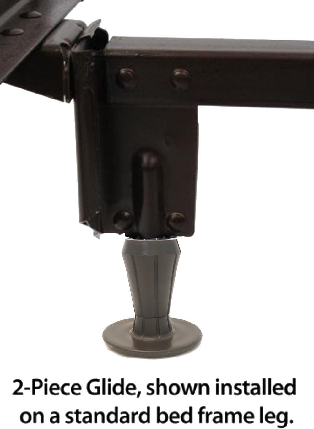 Steel Stem Plastic Bed Frame Glide | Sturdy Bed Frame Legs | Set of 4 | Protect Your Floor by Changing Your Bed Wheels with These Bed Frame Feet | Dark Brown | Set of 4