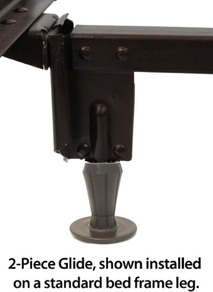 Steel Stem Plastic Bed Frame Glide | Sturdy Bed Frame Legs | Set of 4 | Protect Your Floor by Changing Your Bed Wheels with These Bed Frame Feet | Dark Brown | Set of 4