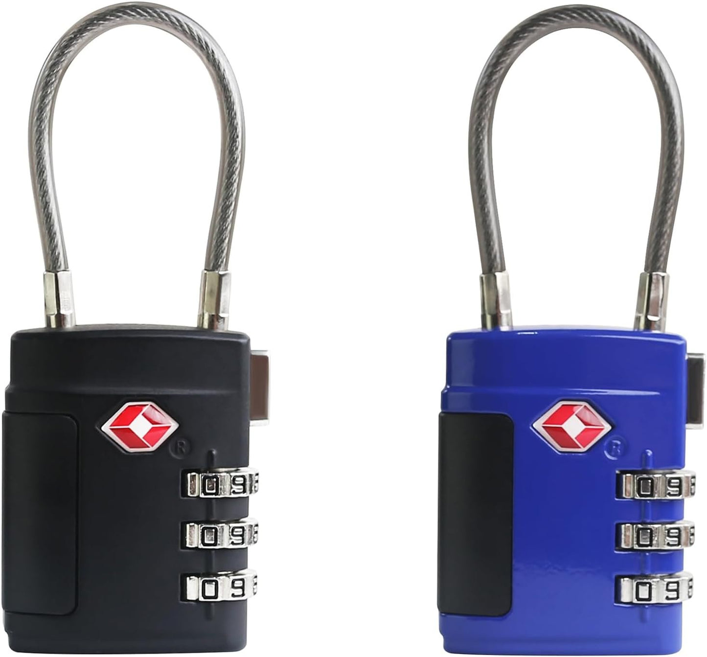 UP Security TSA Locks for Luggage, Small Padlock Combination, Luggage Locks TSA Approved, Combo Padlocks with Cable for Suitcase, Gym Locker, Backpack, Gun Case, Bag Zipper, Tool Box (Black+Blue)