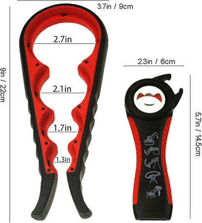 Bottle Opener for Arthritic Hand,Jar Opener for Old People, Children, Women, Those with Weak Hands,Multifunctional Kitchen Gadgets (B-red)