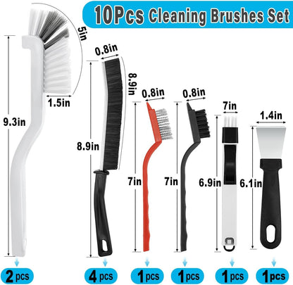 Wohohoho 10Pcs Cleaning Brushes Set, Hard Bristle Crevice Cleaning Brush, Multifunctional Gap Cleaning Brush, Small Corner & Windows Brush, Cleaning Supplies for Groove Window Tracks Bathroom Kitchen