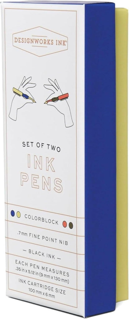 DesignWorks Ink Color Block Pens – Set of 2 Metal Ballpoint Pens with Matte Finish & Gold Accents for Journaling, Smooth Writing & Stationery, 0.7MM Ultra Fine Point – Cobalt Blue & Army Green