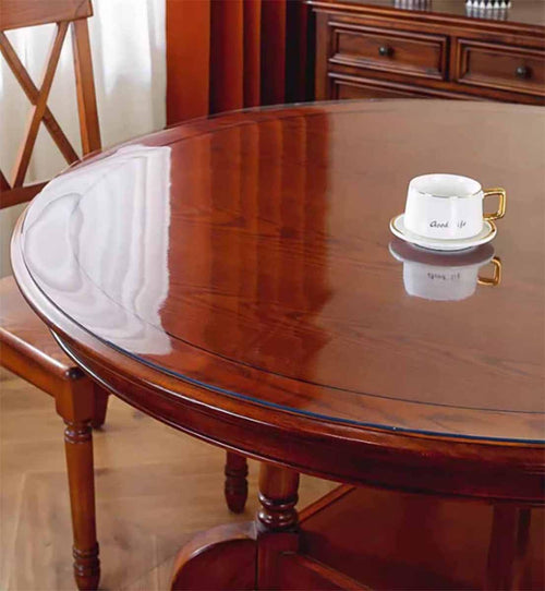 Clear Round Table Cover,Round Plastic Table Protector, Waterproof Tablecloth,Circle Table Top Protector for Coffee Table, Dining Room Table (2.0mm Thick,63 inch Diameter)
