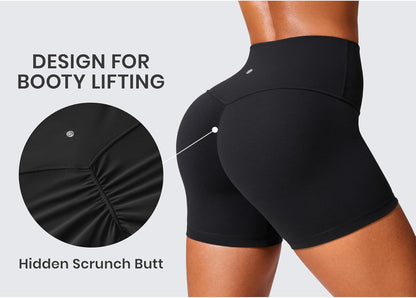 CRZ YOGA Womens Butterlift High Waist Scrunch Butt Biker Shorts 4 Inches - No Front Seam Workout Yoga Gym Booty Shorts